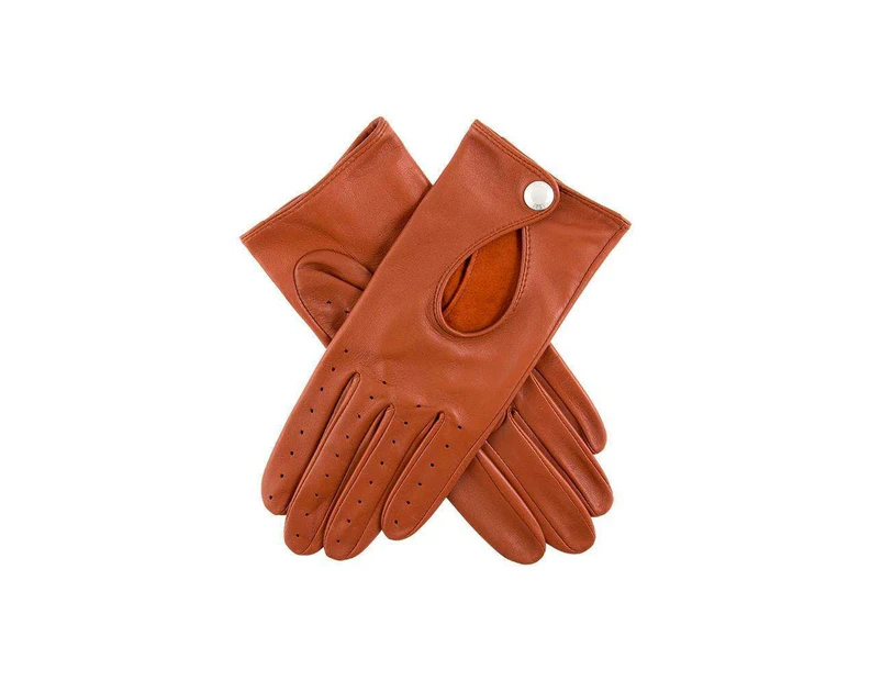 Dents Women's Lambskin Leather Driving Gloves - Cognac