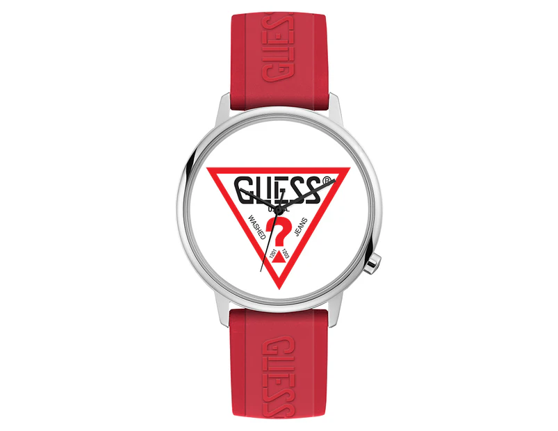 GUESS 40mm Hollywood Silicone Watch - Red/Multi