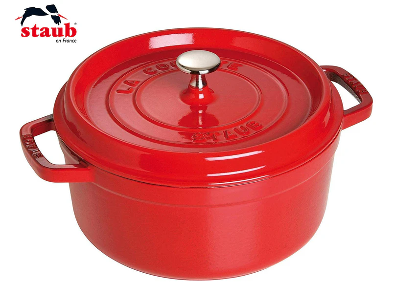 Staub 24cm/3.8L Cast Iron Round Cocotte Pot w/ Lid Induction Cookware Cherry Red