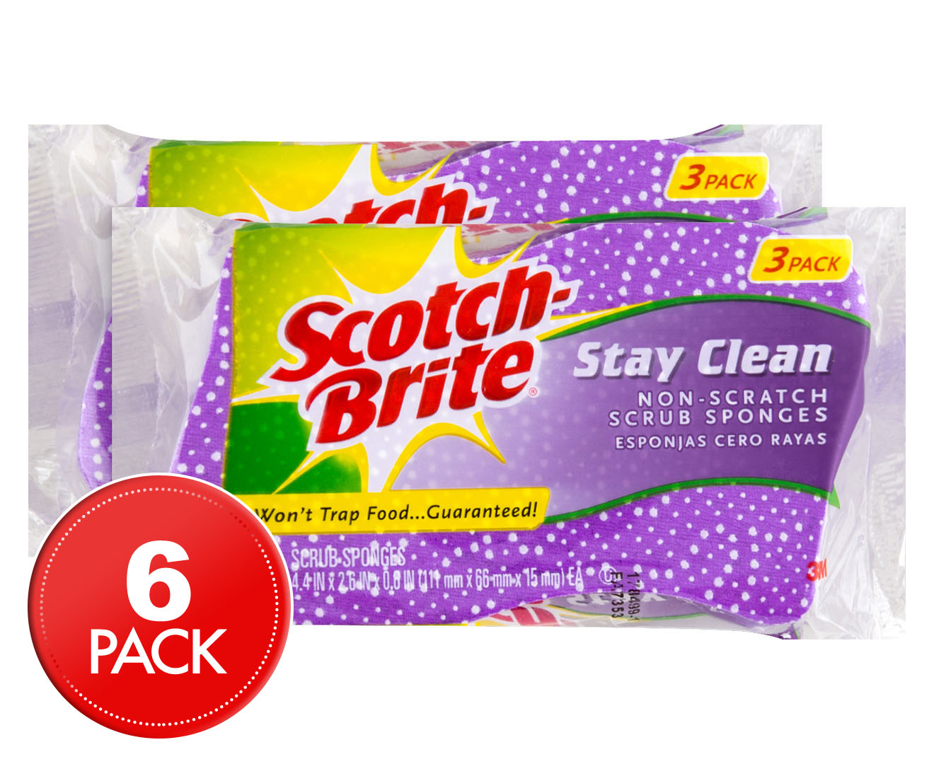 Scotch-Brite Stay Clean Non-Scratch Scrub Sponges Purple 6 Pack