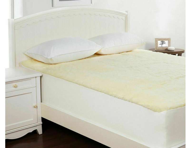 Dreamaker 300GSM Wool Fleece Mattress Underlay - King Bed