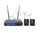 E-Lektron IU-2080HS digital 100 Channels tunable dynamic UHF wireless microphone system 2xHeadset Bodypack Microphone System