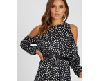Calli Women's Lani Cold Shoulder Dress - Black Polka Dot