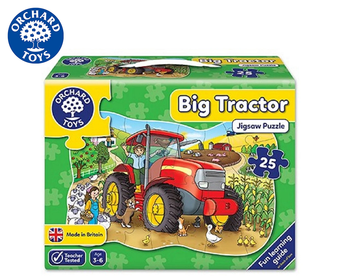 Orchard Toys 25-Piece Big Tractor Shaped Children Vehicle Floor Puzzle