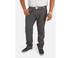 D555 London Mens Canary Bedford Cord Trousers With Belt (Charcoal) - DC110
