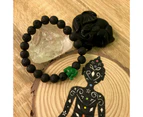 Kid's Little Elephant and Lava Stone Aromatherapy Diffuser Bracelet - Handcrafted - Dark Green
