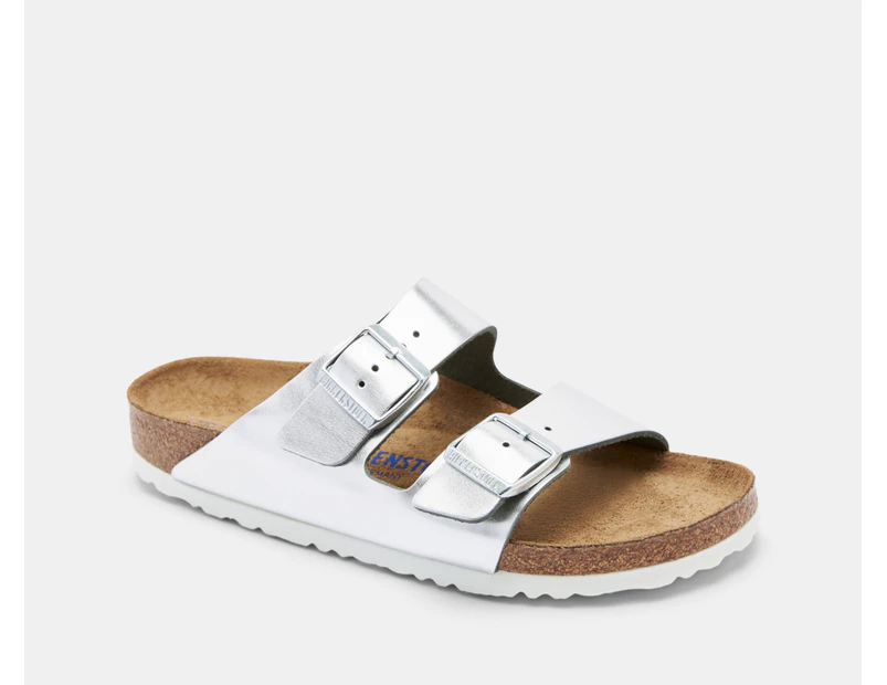 Birkenstock Unisex Arizona Narrow Fit Soft Footbed Sandals - Silver