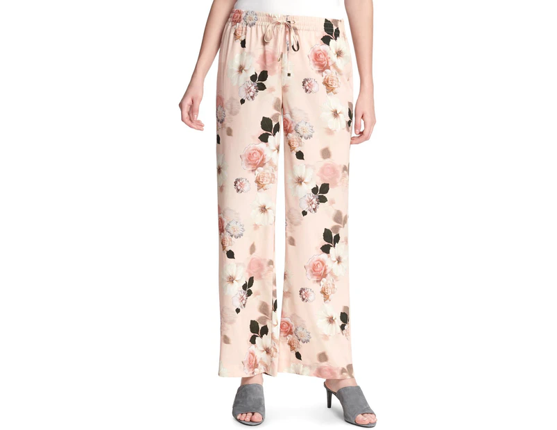 Calvin Klein Womens Floral Print Dressy Wide Leg Pants