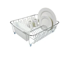 D.Line Dish Drainer Chrome & PVC with Caddy Large White