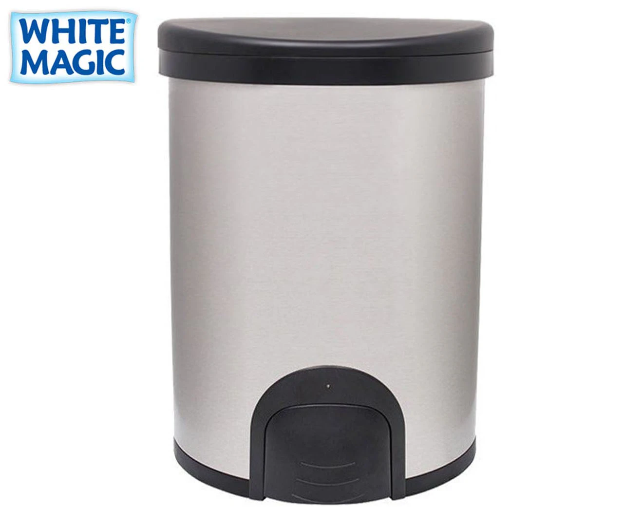 White Magic 12L Smart Bin Toe Tap Rubbish Can Foot Pedal Trash Container Silver