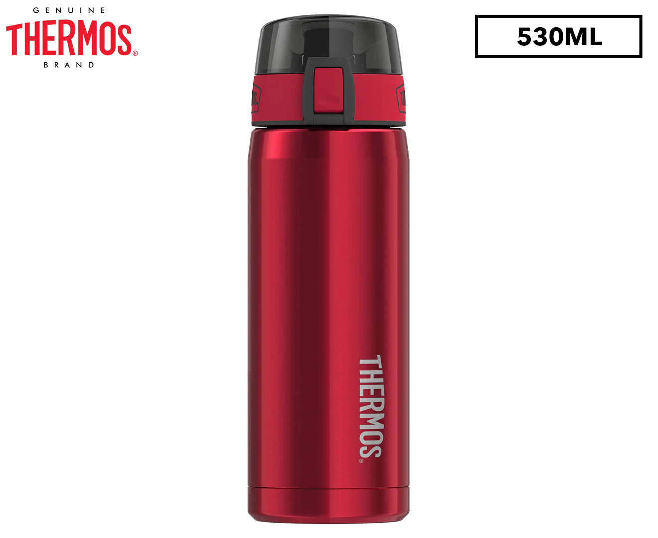 Thermos Vacuum Insulated Durable Stainless Steel Water Drink Bottle Red 530ml