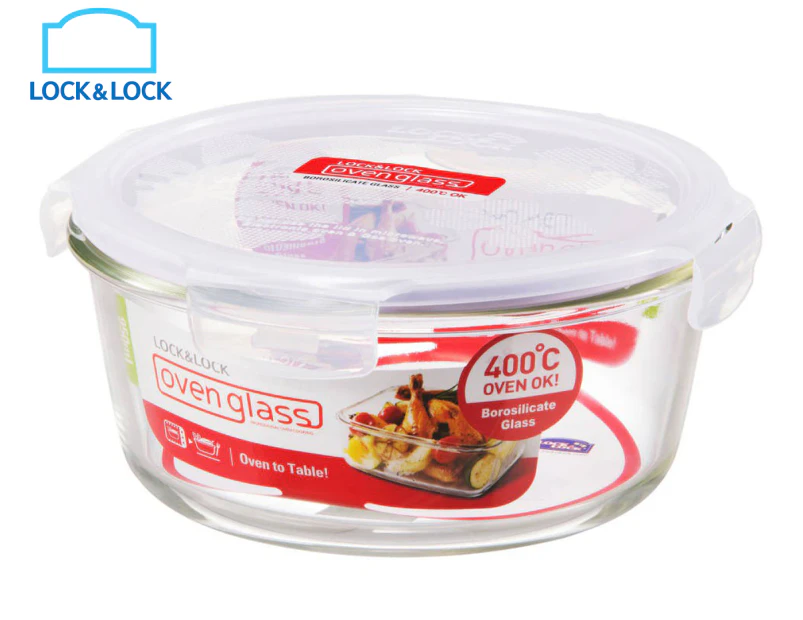 Locknlock 950ml Euro Round Borosilicate Glass Food Container Storage w/ Lid CLR