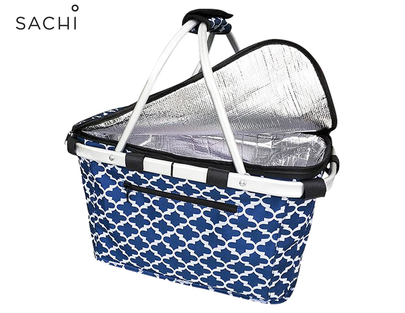 Sachi Insulated Carry Basket with Lid - Moroccan Navy