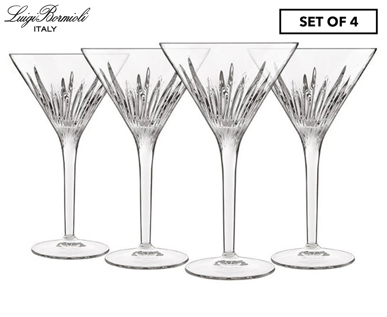 4pc Luigi Bormioli Mixology 215ml Martini/Cocktail Glasses Drinkware Set CLR