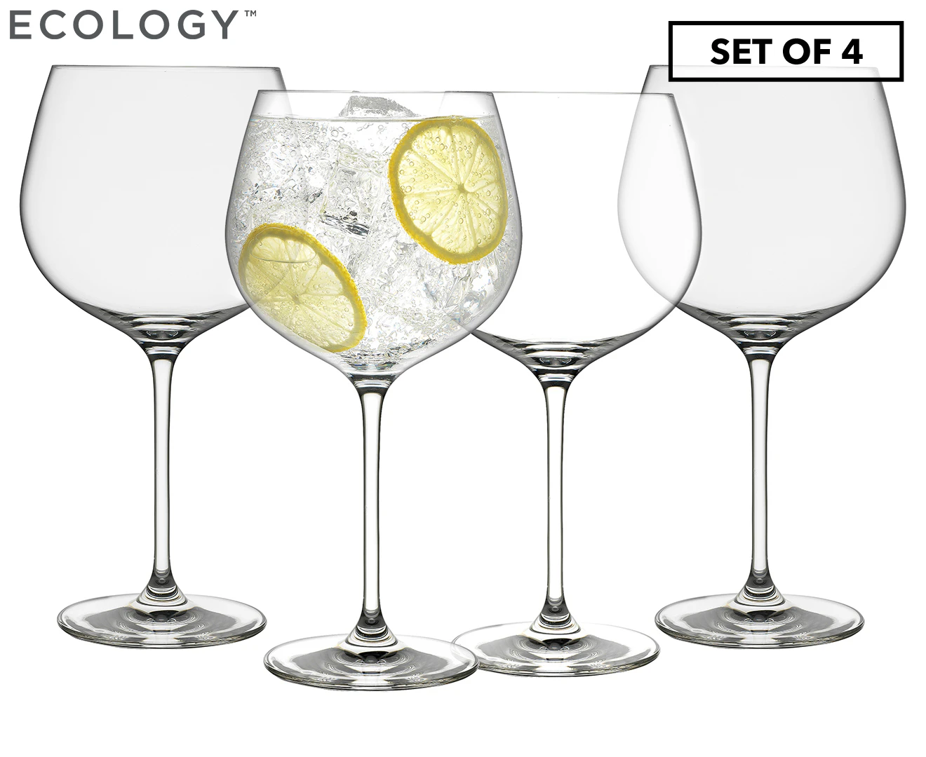 4pc Ecology Classic 780ml Clear Cocktails/Gin & Tonic Balloon Party Glasses