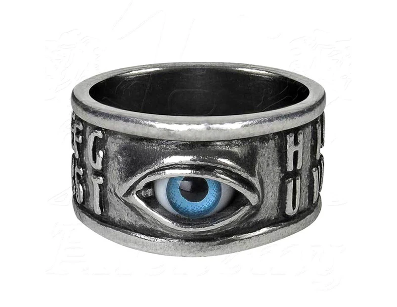 Alchemy Gothic Ouija Eye Pewter Ring: Size Q