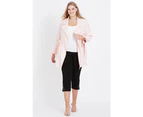 Beme Long Sleeve Pink Trench Coat   - Womens Plus Size Curvy - SOFT PINK