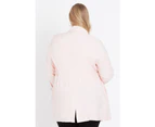 Beme Long Sleeve Pink Trench Coat   - Womens Plus Size Curvy - SOFT PINK