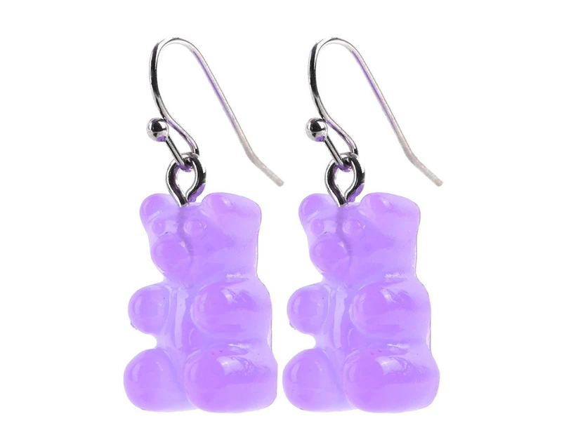 Gummy Bear Drop Earrings: Purple