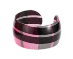 Acrylic Tartan Effect Bangle: Black and Pink