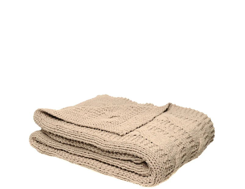 Hand-Knitted Cotton Throw - 130x170cm