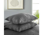 King and Super King Size Bed Embossed Microfibre Coverlet / Bedspread Set Comforter Quilt 250x270cm Dark Grey