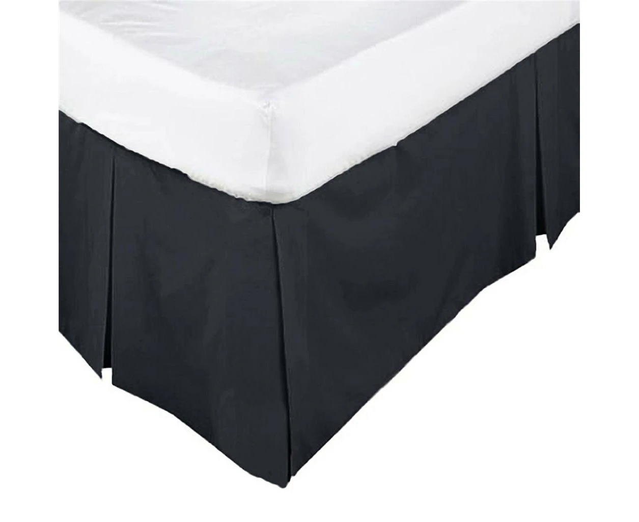 Percale Box Pleated Valance Bed Skirt BLACK Single, King Single , Double , Queen , King Size