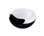 Creative Plastic Double Layered Dry Fruit Candy Snack Stroage Box Plate Dish With Mobile Phone Stents - Black & White