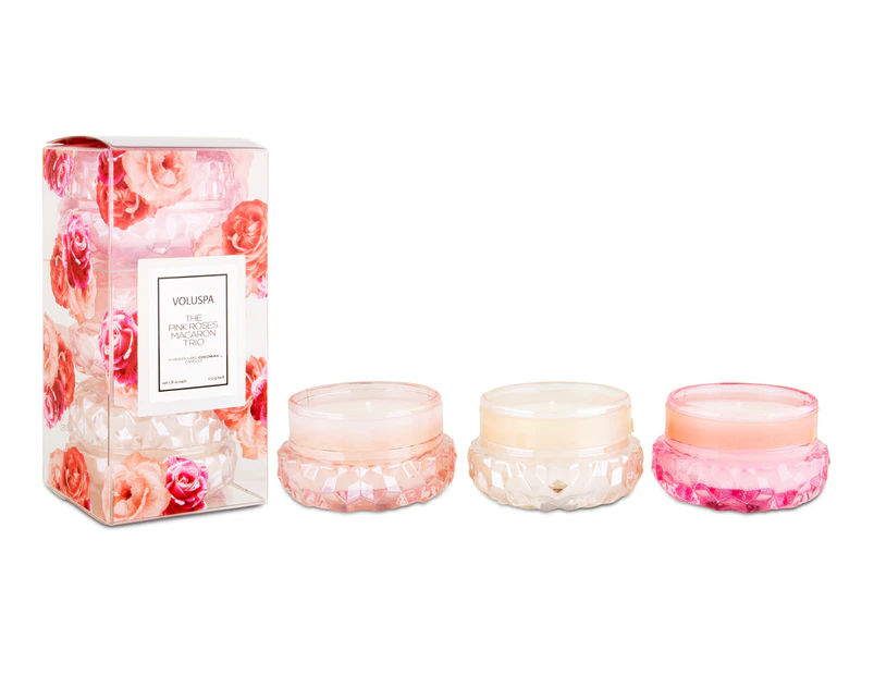 Voluspa Macaron Scented Candle Trio Gift Set - The Pink Roses
