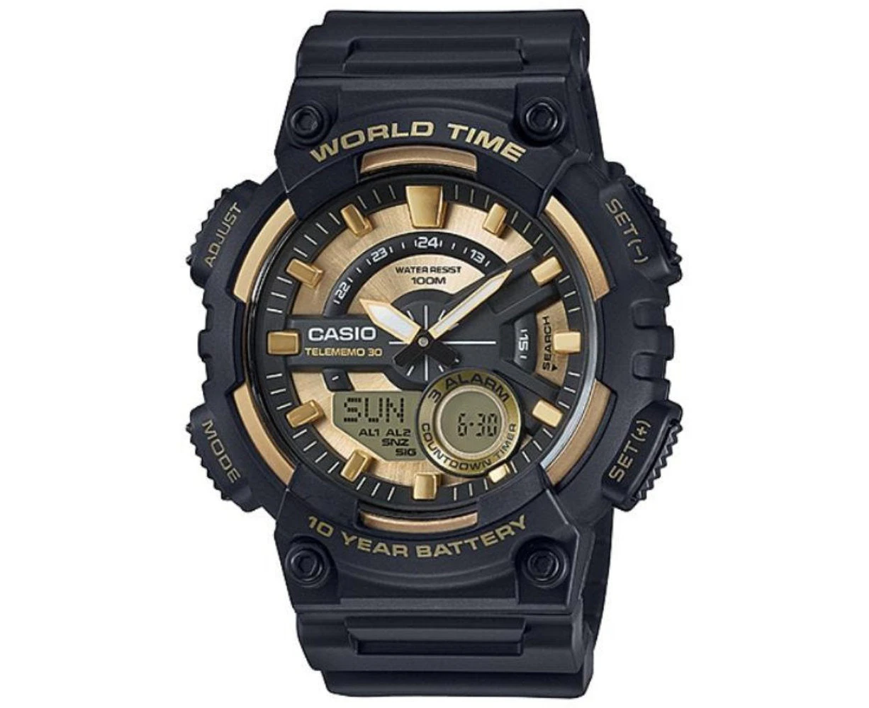 Casio World Time Black Resin Analogue-Digital Men's Watch - AEQ110BW-9A