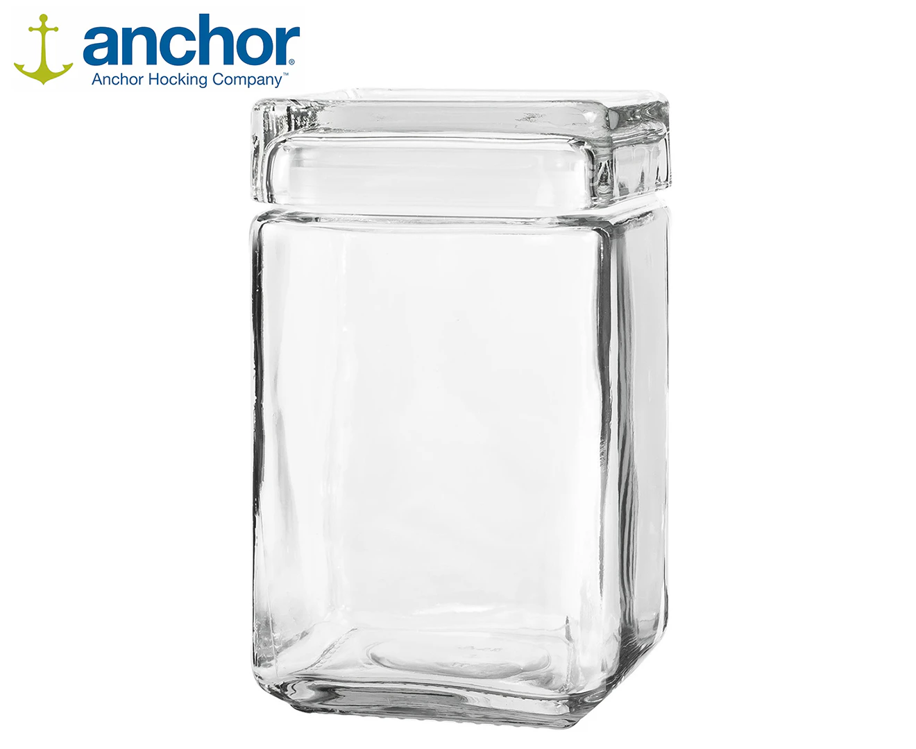 Anchor Hocking 1.4L Stackable Glass Jar Food Container Organiser w/ Lid Clear