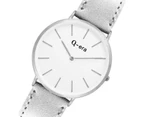 Q-era Metallic Silver Leather Women's Watch - QV2804-9