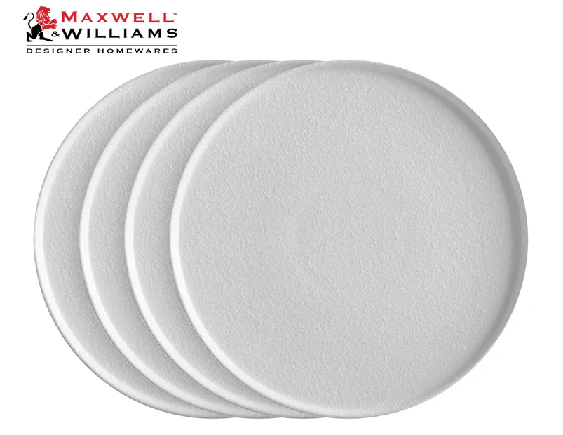Set of 4 Maxwell & Williams 26.5cm Caviar White High Rim Plate - White