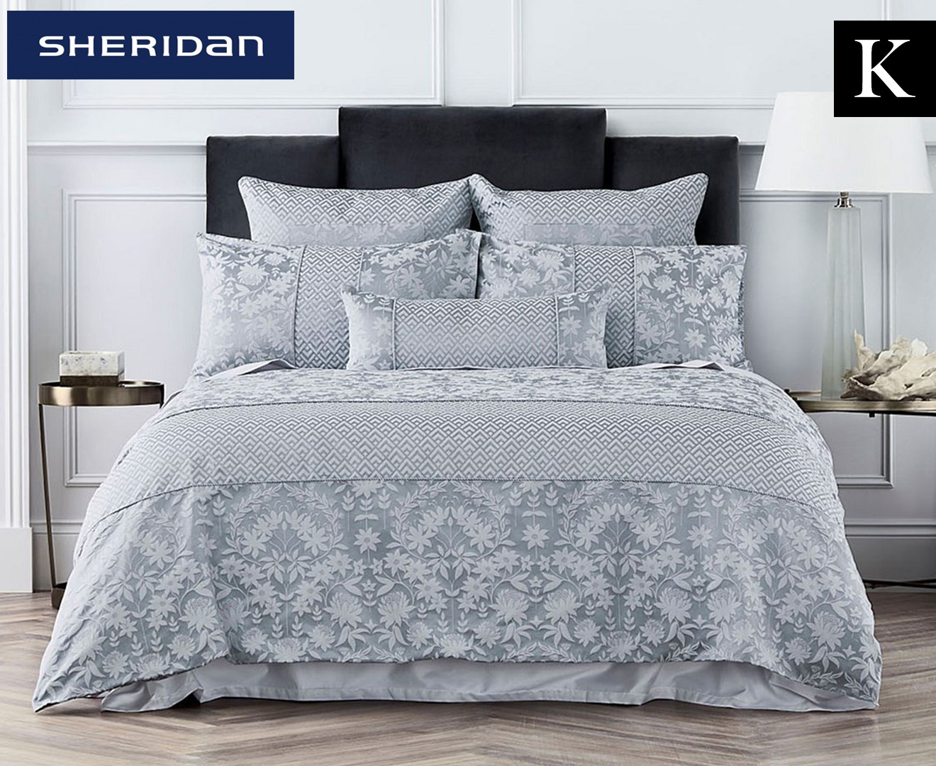 Sheridan Stedwell King Bed Quilt Cover - Blue Fog | Catch.co.nz