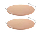 2x Avanti 38cm Pizza Baking Stone w Rack Oven & Microwave Safe Chef Cooking
