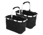 2x Avanti Collapsible Carry Basket 23ltr Shopping Bag Supermarket Nylon Black