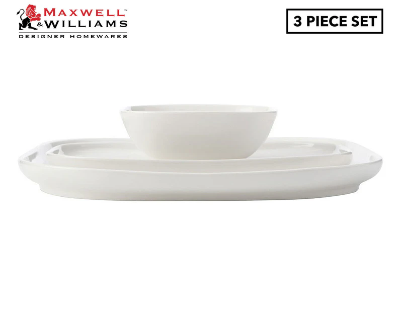 Maxwell & Williams 3-Piece White Basics Square & Rectangle Platter + Bowl Set