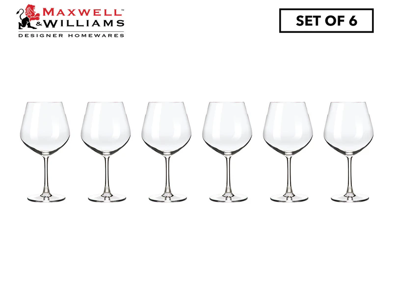 Set of 6 Maxwell & Williams 710mL Cosmopolitan Burgundy Wine Glasses