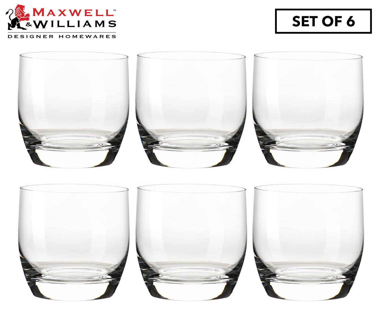 Set of 6 Maxwell & Williams 340mL Whisky Glasses