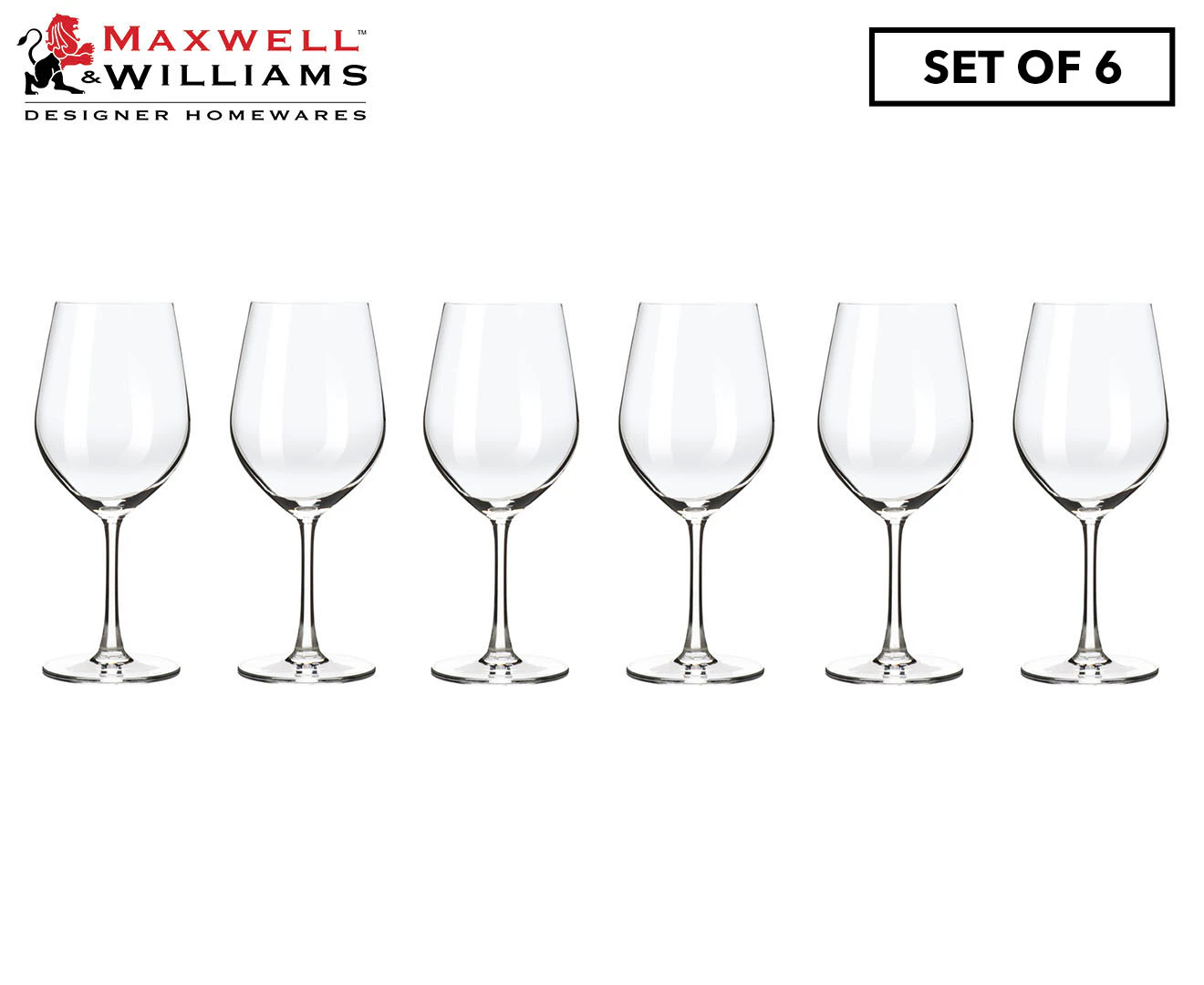 Set of 6 Maxwell & Williams 590mL Cosmopolitan Bordeaux Wine Glasses