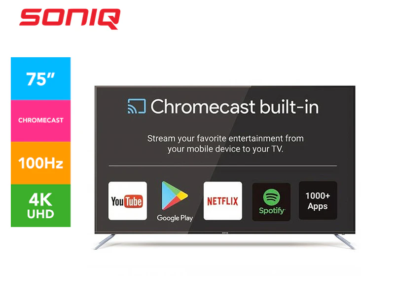 SONIQ 75-Inch UltraHD Google Chromecast Built-In TV 100Hz