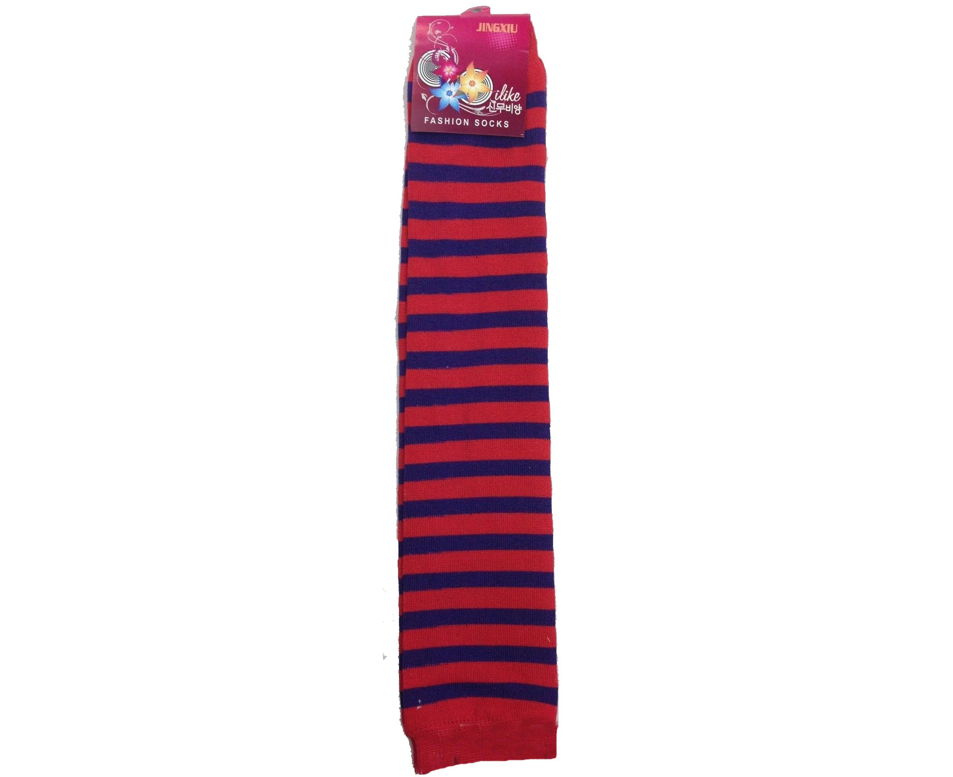 Women's Long Leg Warmers Knitted Stretch Costume - Red/Navy