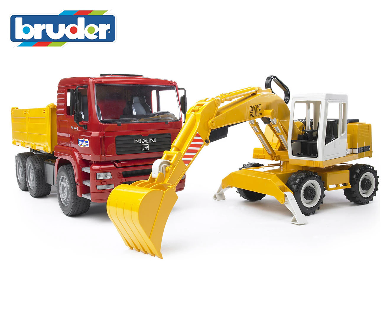 Bruder 1:16 Man TGA Construction Truck Vehicle w Liebherr Excavator Kids Toy 3y+