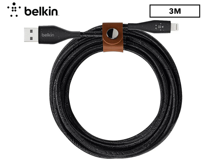 Belkin 3m DuraTek USB-A Lightning Cable & Strap - Black