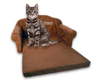 Paw Prints Pet Bed Indoor Pull Out Sofa Sleeper Couch for Cat Dog 59x29cm Brown