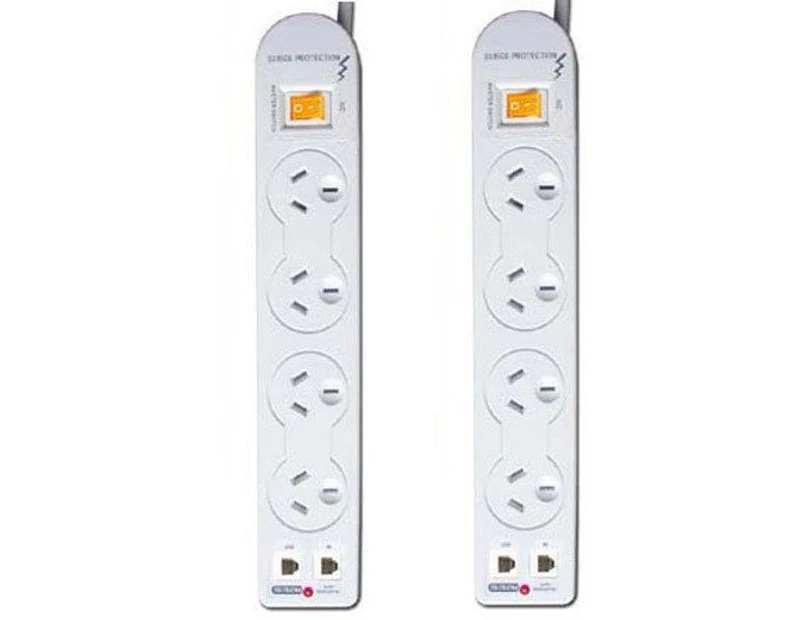 2x Power board 4 way Outlets Surge Protector Phone data line port PHX-132TL