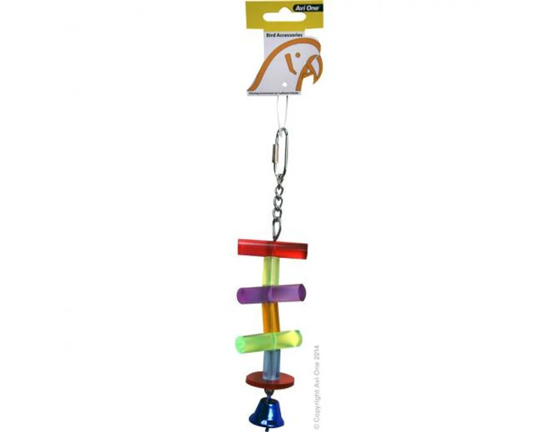 Avi One Bird Toy Acrylic Bunch Spillikin with Bell