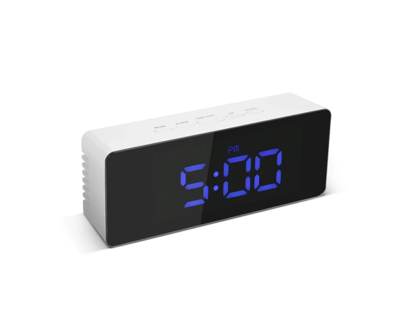 Digital LED Mirror Clock USB & Battery Operated 12H/24H °C/°F Display Alarm Clock with Snooze Function Adjustable LED Luminance--Blue - Blue