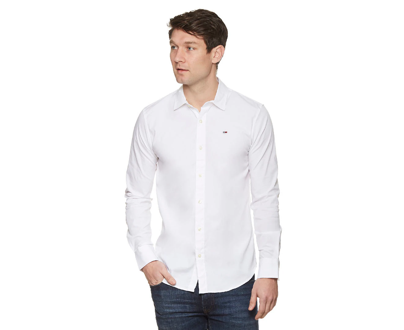 Tommy Jeans Men's Slim Fit Original Stretch Shirt - Classic White