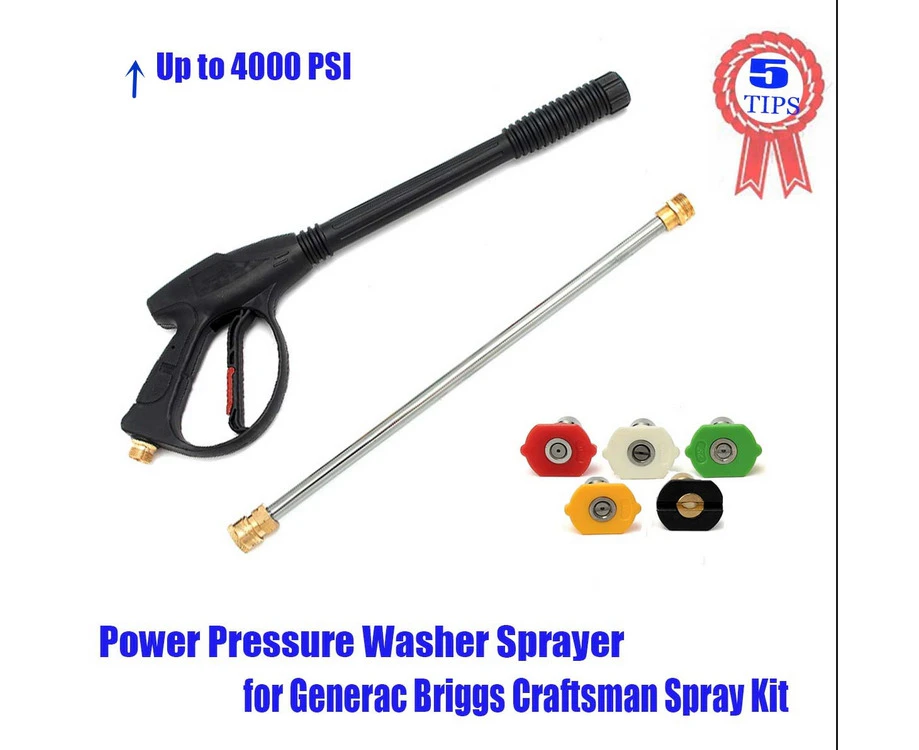 4000PSI High Pressure Car Power Washer Spray Gun Wand/Lance Nozzle Set